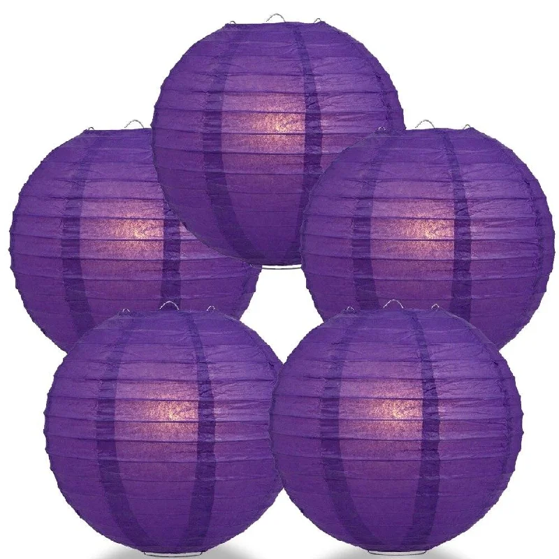 Edison light bulbs with antique finish5-PACK 28" Royal Purple Jumbo Round Paper Lantern, Even Ribbing, Chinese Hanging Wedding & Party Decoration