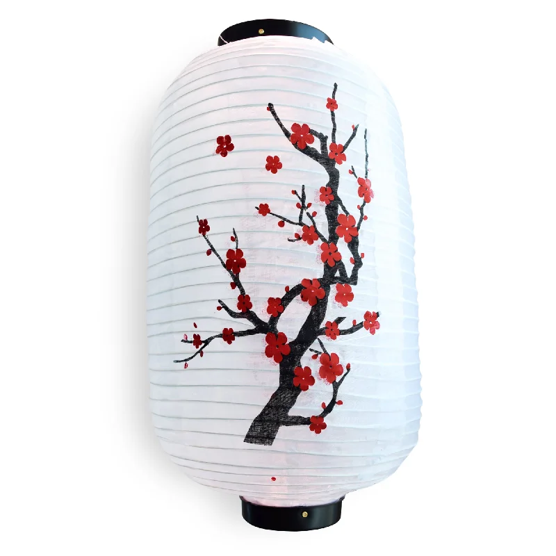 Edison globe light bulbsJapanese Style Nylon Lantern with Plum Tree Blossoms, White (10"W x 16.5"H)