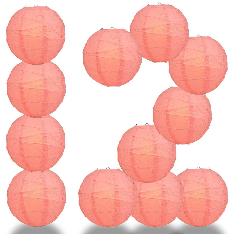 Edison light bulbs for art installationsBULK PACK (12) 28" Roseate / Pink Coral Round Paper Lantern, Crisscross Ribbing, Chinese Hanging Wedding & Party Decoration