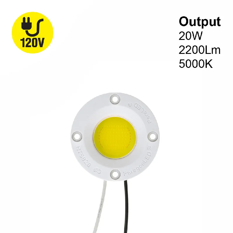 CDAC-080-05028-120-5000K COB Paragon LED Module with HT5828 LED Holder, 120V 20W 5000K(Daylight)