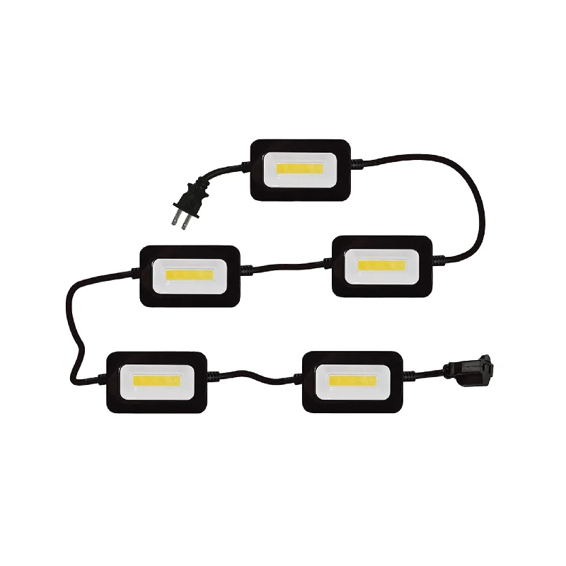 Linkable 50ft LED Construction String Light, String Work Light with 5 Light Heads, 5000 Lumen