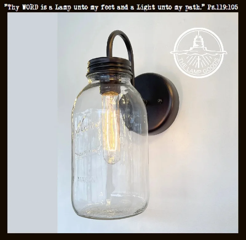 Filament style LED Edison light bulbsVintage KERR Mason Jar Wall SCONCE Lighting Fixture