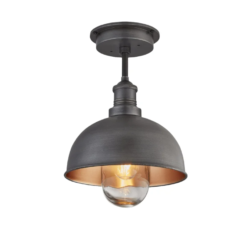 Small size Edison light bulbsBrooklyn Outdoor & Bathroom Dome Semi Flush Mount - 8 Inch