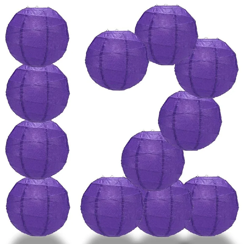 Long lifespan Edison light bulbsBULK PACK (12) 32" Plum Purple Round Paper Lantern, Crisscross Ribbing, Hanging Decoration