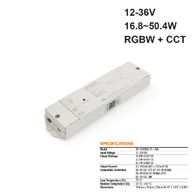 Constant Current LED Light Receiver SR-1009FA3 (R-1.6A), 350MA 12-36VDC 16.8-50.4W