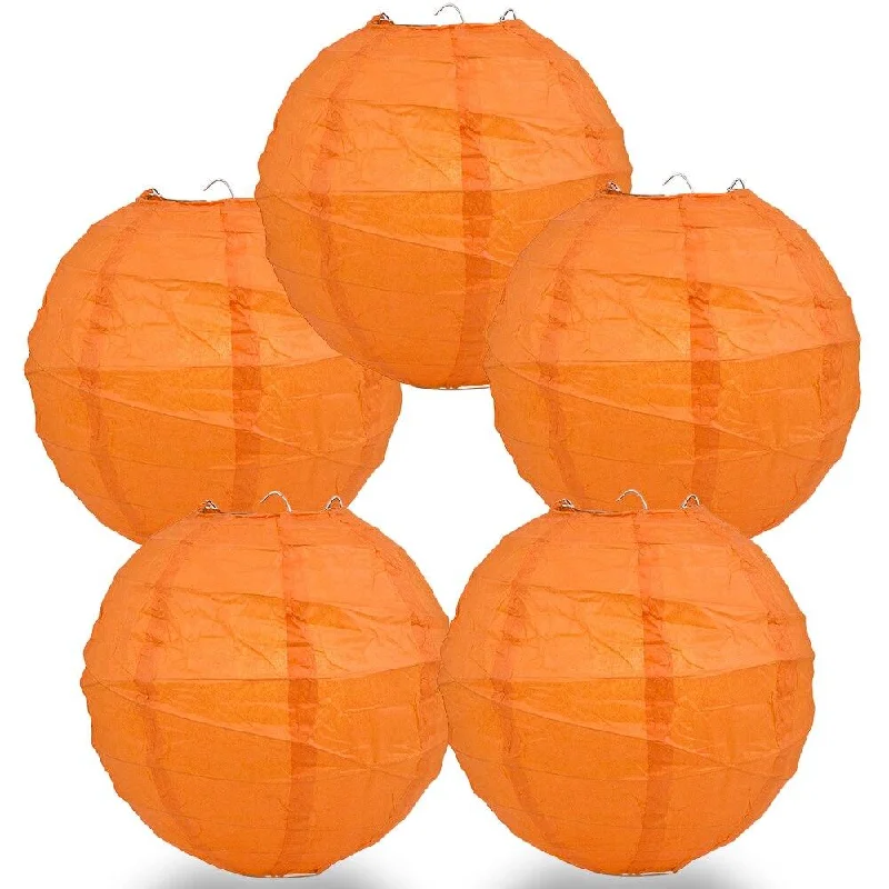 Edison light bulbs for DIY projects5-PACK 28" Persimmon Orange Round Paper Lantern, Crisscross Ribbing, Chinese Hanging Wedding & Party Decoration