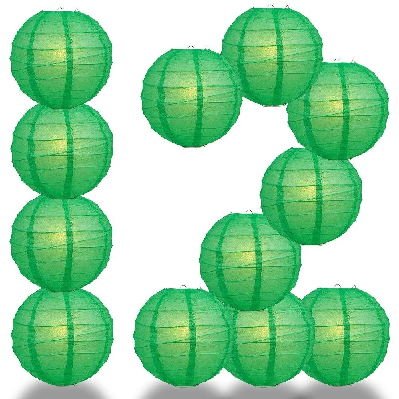 Small size Edison light bulbsBULK PACK (12) 28" Emerald Green Round Paper Lantern, Crisscross Ribbing, Chinese Hanging Wedding & Party Decoration