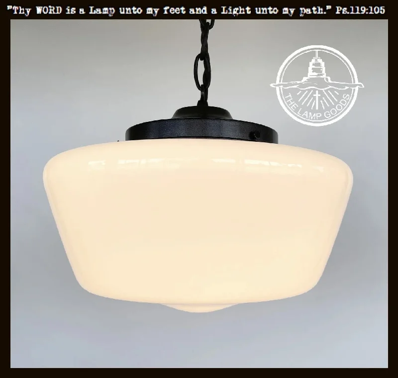 Low wattage Edison light bulbs for ambianceLarge Antique Milk Glass Opal Pendant Light