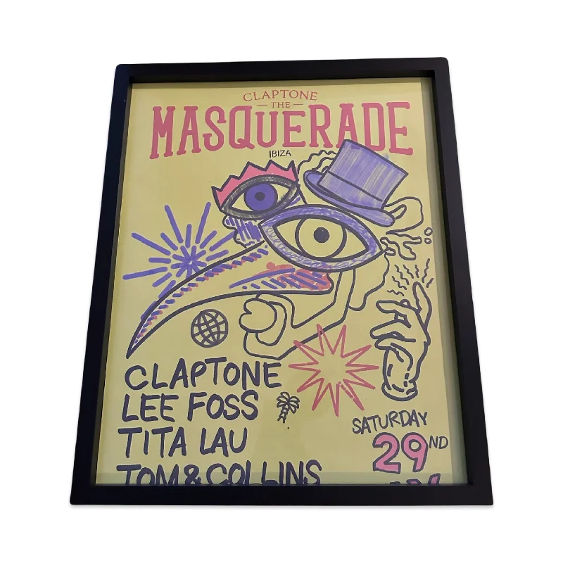 Masquerade ~ Genuine Official Pacha Ibiza Framed Dj Artwork Travel Poster | Luxury Black Frame