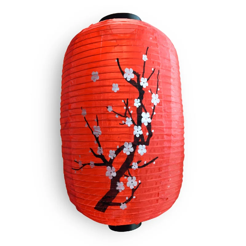 High lumen Edison light bulbsLarge Japanese Style Nylon Lantern with Plum Tree Blossoms, Red (12"W x 19.5"H)