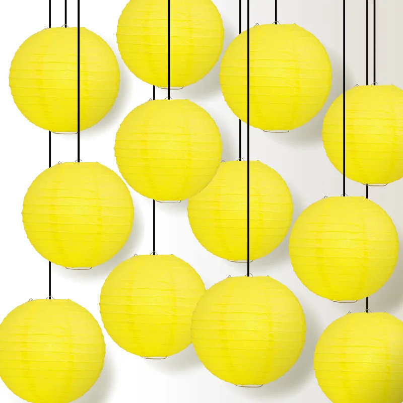 High lumen Edison light bulbsBULK PACK (12) 28" Yellow Jumbo Round Paper Lantern, Even Ribbing, Chinese Hanging Wedding & Party Decoration