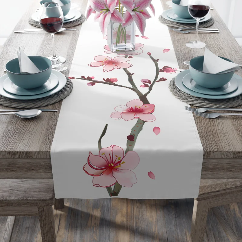 Dimmable LED Edison globe light bulbsSakura Table Runner with Pink Cherry Blossoms Design (16" × 72")