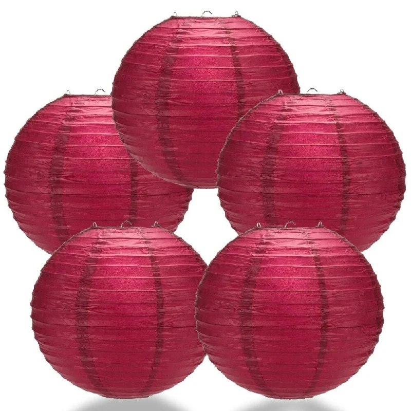 Outdoor rated Edison light bulbs5-PACK 28" Velvet Red Jumbo Round Paper Lantern, Even Ribbing, Chinese Hanging Wedding & Party Decoration