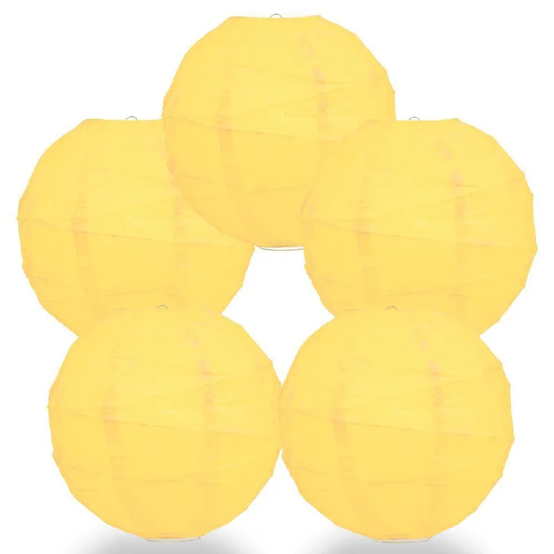 Low wattage Edison light bulbs for ambiance5-PACK 28" Lemon Yellow Chiffon Round Paper Lantern, Crisscross Ribbing, Chinese Hanging Wedding & Party Decoration