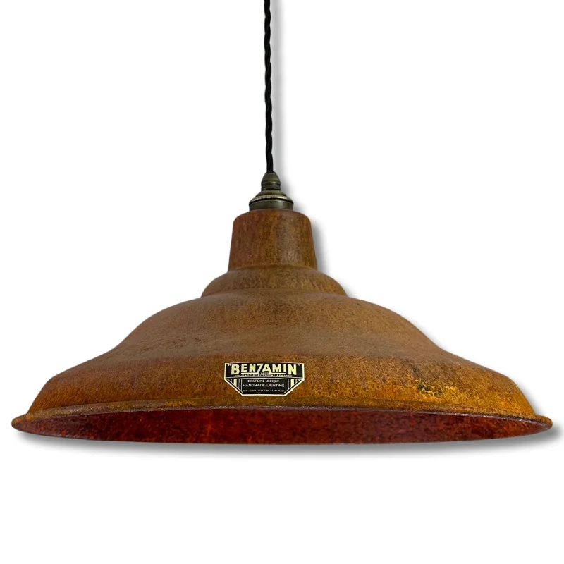 Bawsey ~ Rusted Solid Steel Lampshade Pendant Ceiling Light ~ 16 Inch