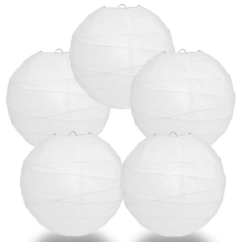 Soft white Edison light bulbs5-PACK 28" White Jumbo Round Paper Lantern, Crisscross Ribbing, Chinese Hanging Wedding & Party Decoration