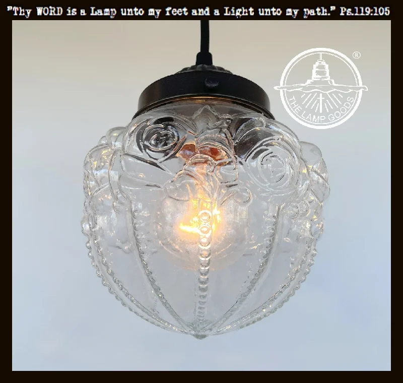 Edison screw base light bulbsEmbossed Antique Glass Globe PENDANT Lights