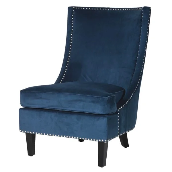 Brydon Navy Blue Chair with Silver Studs