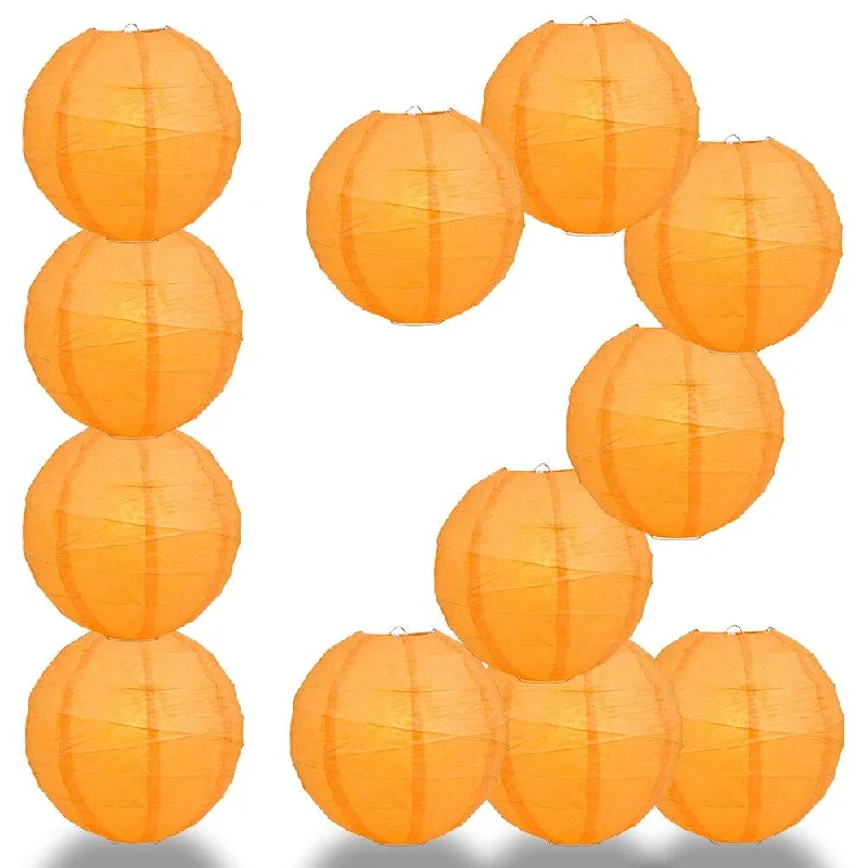 UL listed Edison light bulbsBULK PACK (12) 28" Orange Round Paper Lantern, Crisscross Ribbing, Chinese Hanging Wedding & Party Decoration