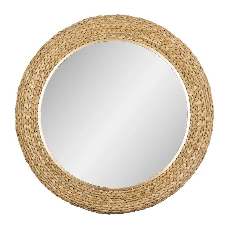 modern minimalist wall lamps for contemporary living roomsAthena 457MI40FGN 40-Inch Round Wall Mirror - Natural Seagrass