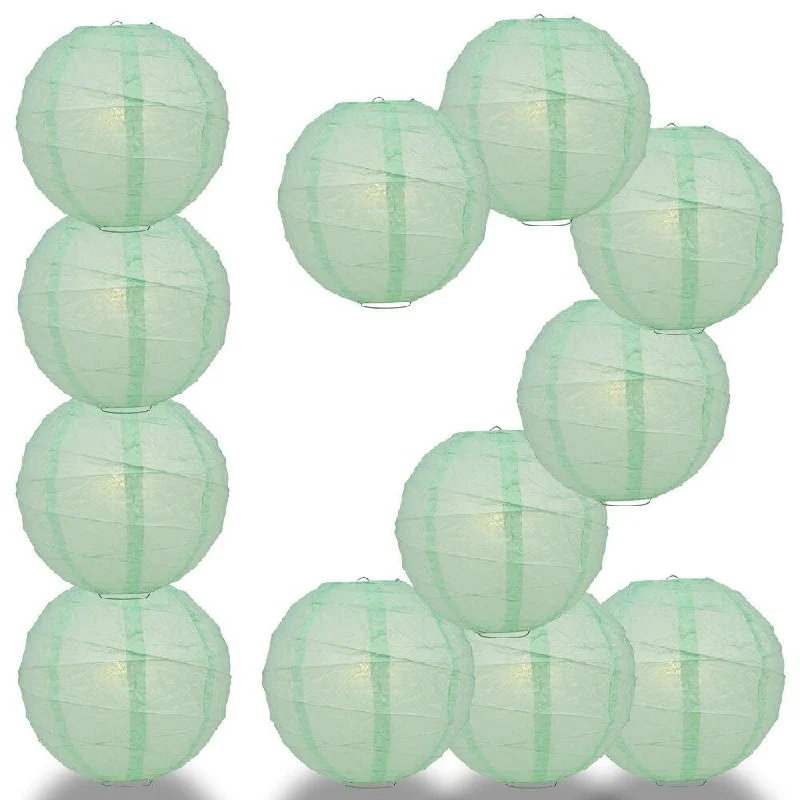 Small size Edison light bulbsBULK PACK (12) 28" Cool Mint Green Round Paper Lantern, Crisscross Ribbing, Chinese Hanging Wedding & Party Decoration