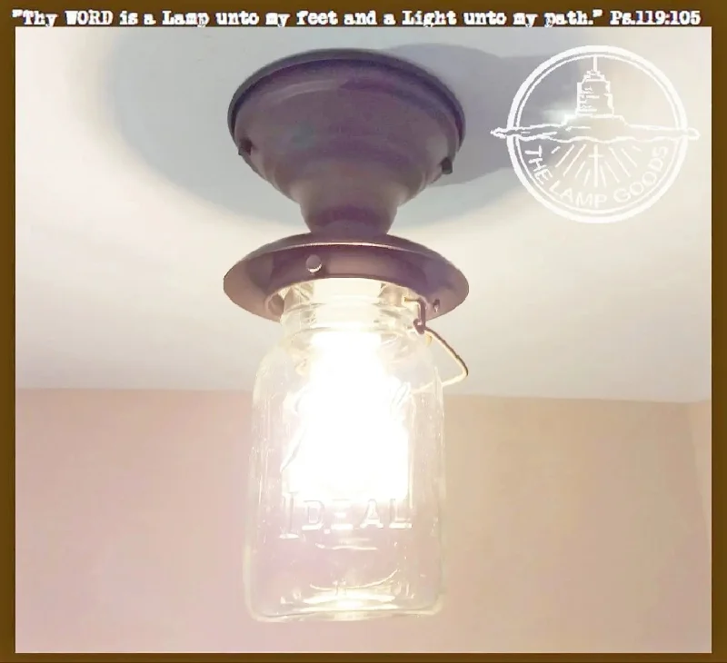 High lumen Edison light bulbsMason Jar Outdoor Exterior Porch Ceiling Light with Vintage Jar