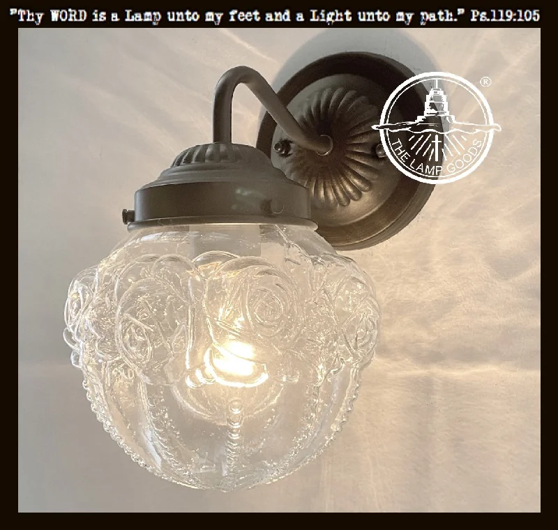 Nickel plated base Edison light bulbsVictorian Embossed Globe Wall Light