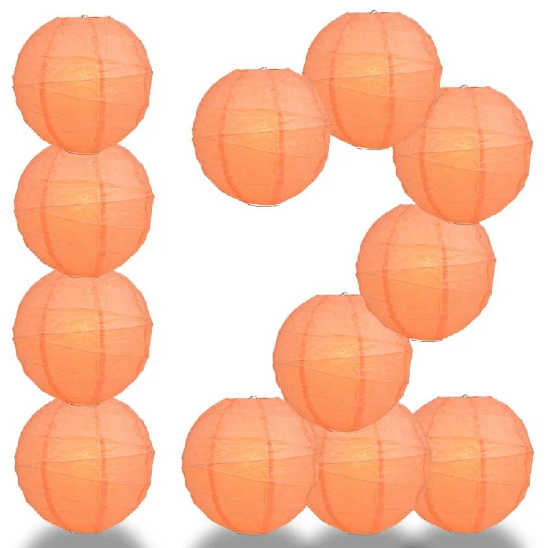 Vintage inspired LED Edison light bulbsBULK PACK (12) 28" Peach / Orange Coral Round Paper Lantern, Crisscross Ribbing, Chinese Hanging Wedding & Party Decoration