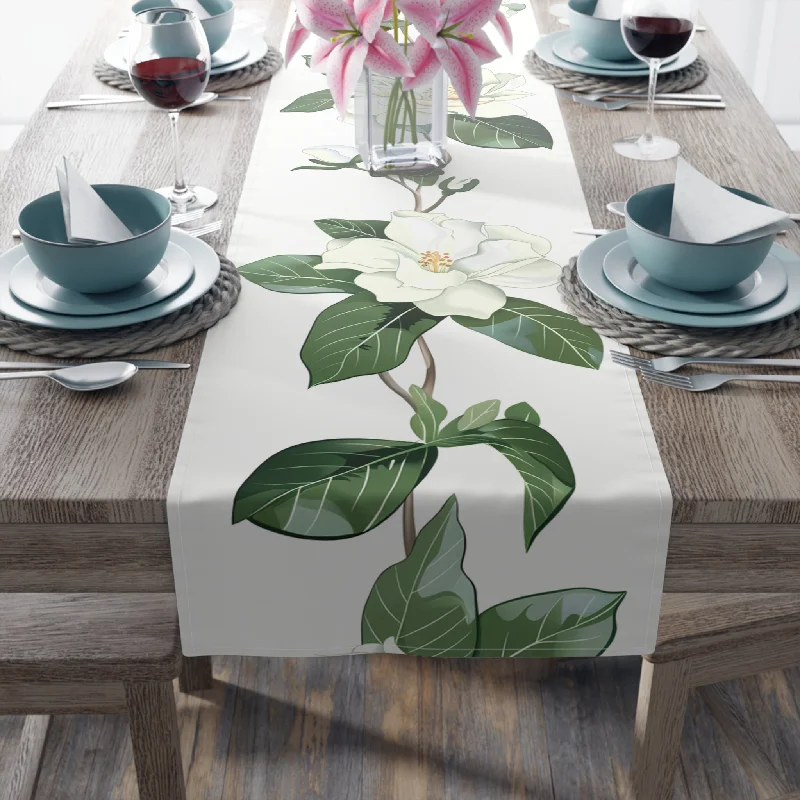 Energy saving LED Edison light bulbsElegant Table Runner with White Gardenia Design (16" × 72")