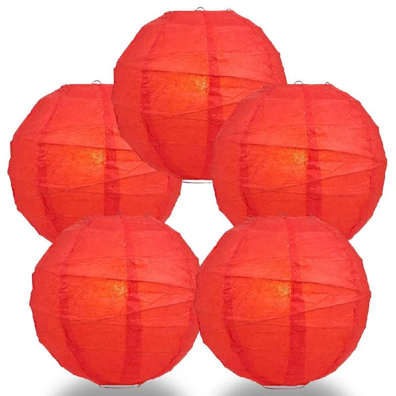 Edison light bulbs for barn lighting5-PACK 28" Red Jumbo Round Paper Lantern, Crisscross Ribbing, Chinese Hanging Wedding & Party Decoration