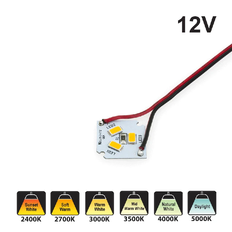 3 SMD Constant Voltage LED Module 2.5W 12V With 6 inch Wire CCT(2.4K, 2.7K, 3K, 3.5K, 4K, 5K)