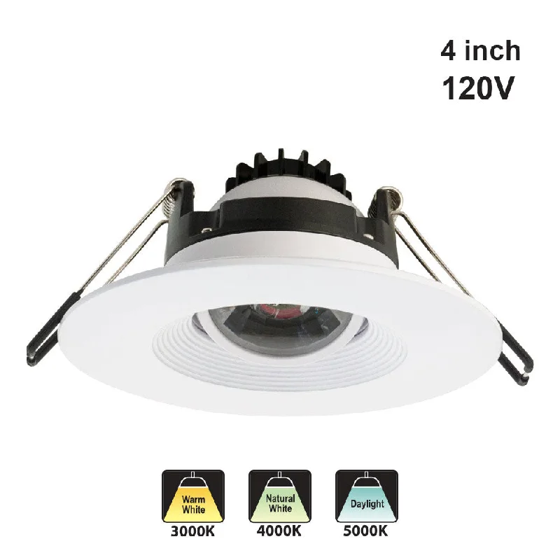 4 inch Round Gimbal Dimmable Recessed LED Downlight / Ceiling Light 120V 8W White 3CCT(3K, 4K, 5K)