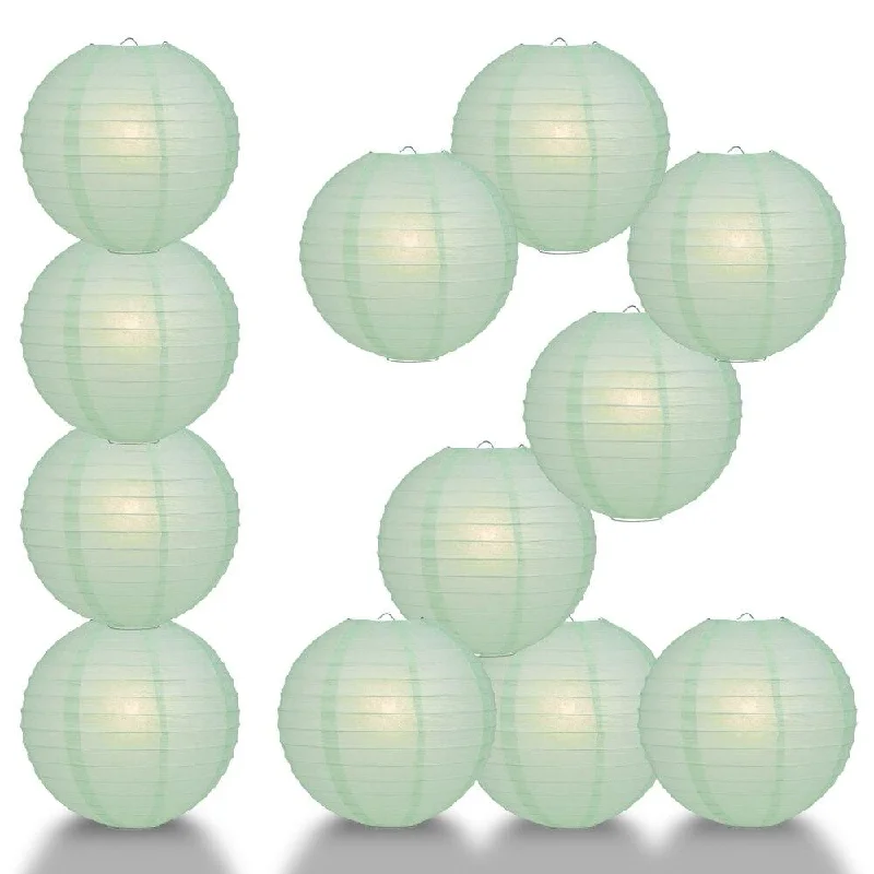 Nickel plated base Edison light bulbsBULK PACK (12) 28" Cool Mint Green Jumbo Round Paper Lantern, Even Ribbing, Chinese Hanging Wedding & Party Decoration