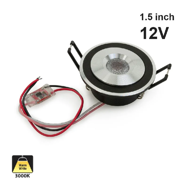 Type 5 1.5 inch Round Downlights/ Ceiling Lights, 12V 1W 3000K(Warm White)