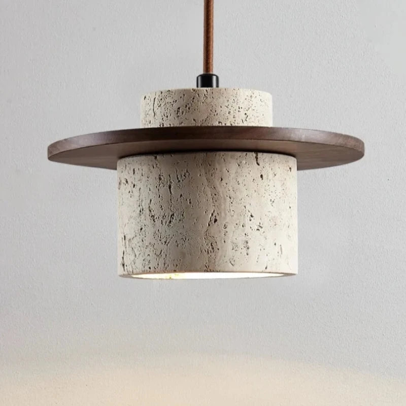 Nickel plated base Edison light bulbsNauta Walnut Travertine LED Pendant Light