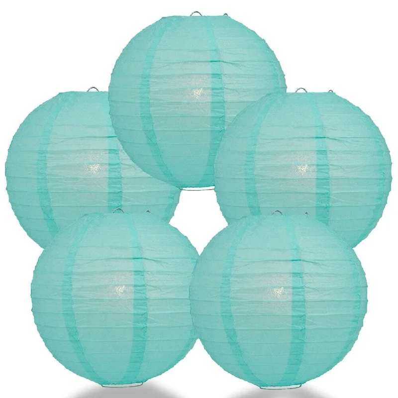 Long lifespan Edison light bulbs5-PACK 28" Water Blue Jumbo Round Paper Lantern, Even Ribbing, Chinese Hanging Wedding & Party Decoration