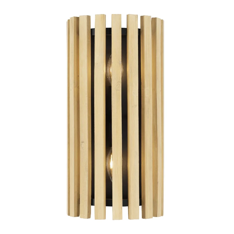 marble wall lamps with luxurious veining for high - end living spacesSuratto 387W02MBH 2-Light Wall Sconce - Matte Black/Honey Blonde