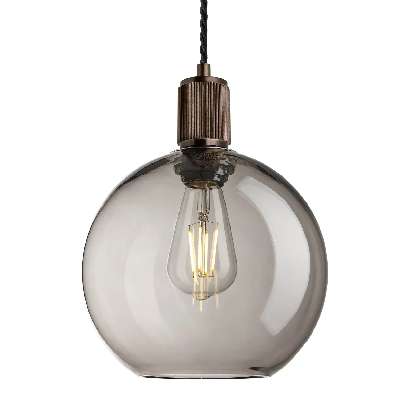 Edison light bulbs for industrial fixturesRibbed Glass Globe Pendant Light - 9 Inch