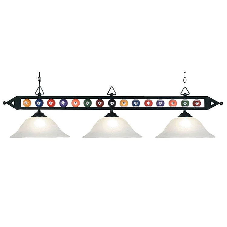 Chandeliers with Adjustable Height for Custom InstallationDesigner Classics Three-Light Linear Billiard Chandelier