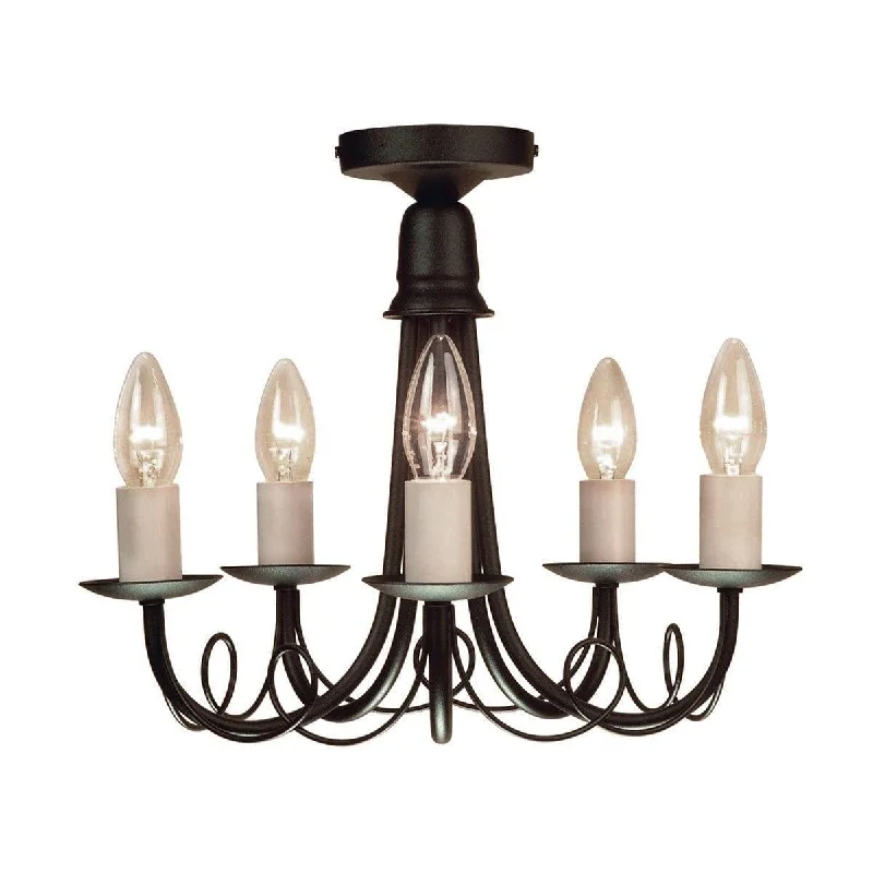 Ceiling - Mounted Chandeliers for Standard CeilingsElstead Minster Black 5 Light Chandelier Ceiling Light