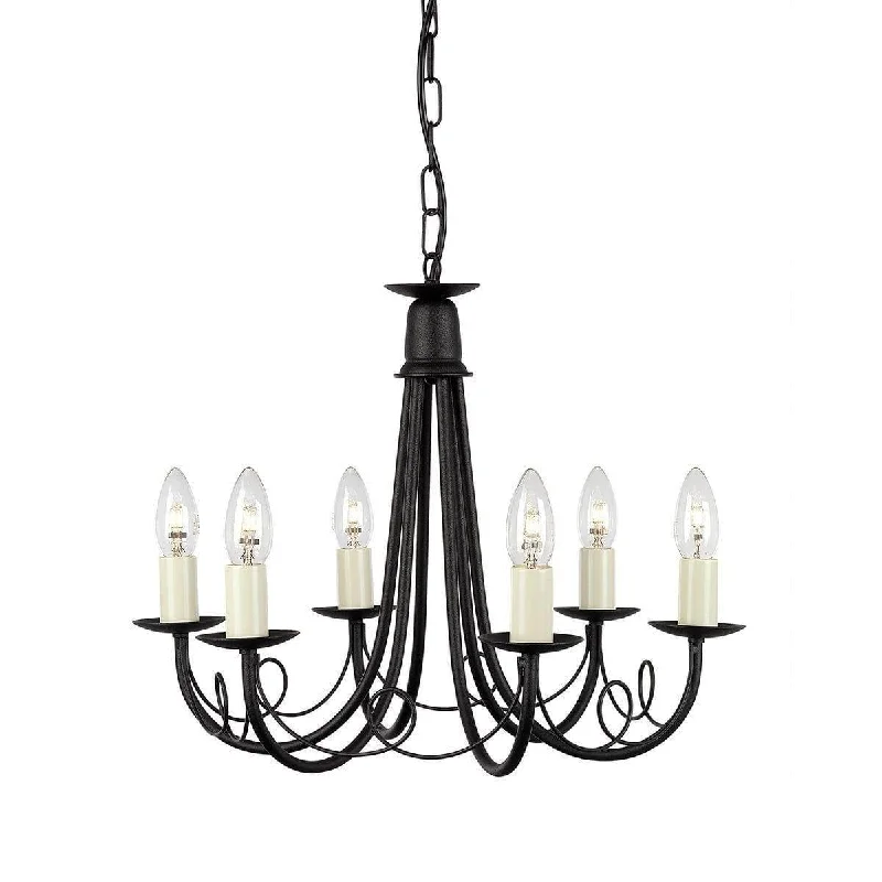 Chandeliers with Colored Glass for a Splash of ColorElstead Minster Black 6 Light Chandelier Ceiling Light