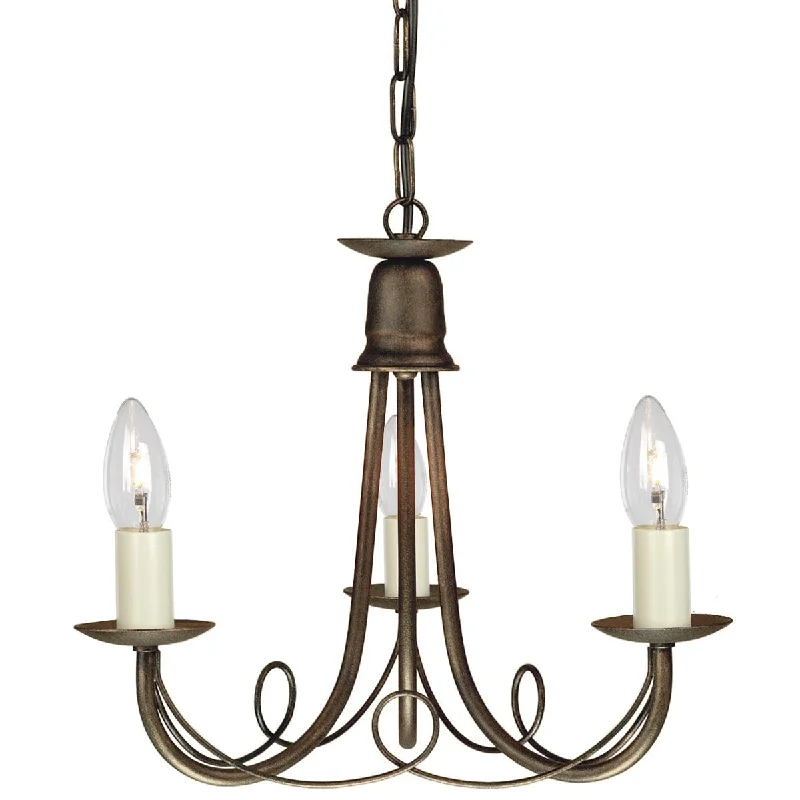 Ceiling - Mounted Chandeliers for Standard CeilingsElstead Minster Black & Gold 3 Light Chandelier