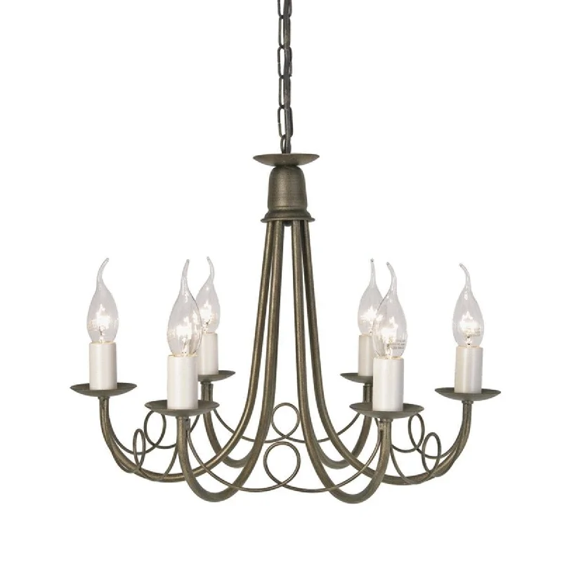 Chandeliers with Frosted Glass for a Softer Light DiffusionElstead Minster Black & Gold 6 Light Chandelier