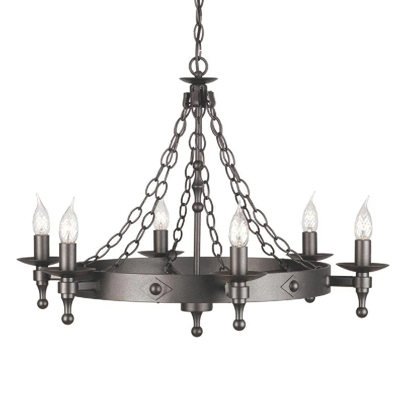 Victorian - Inspired Chandeliers with Ornate DetailsElstead Warwick Graphite 6 Light Chandelier