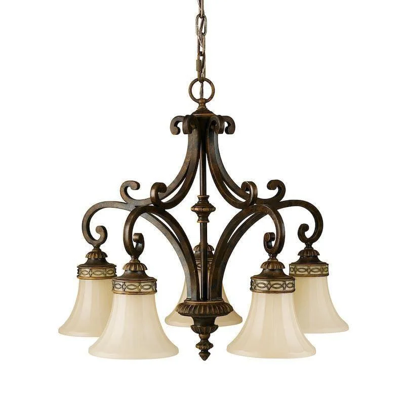 Small Chandeliers for Compact RoomsElstead Feiss Drawing Room Walnut Finish 5 Light Chandelier