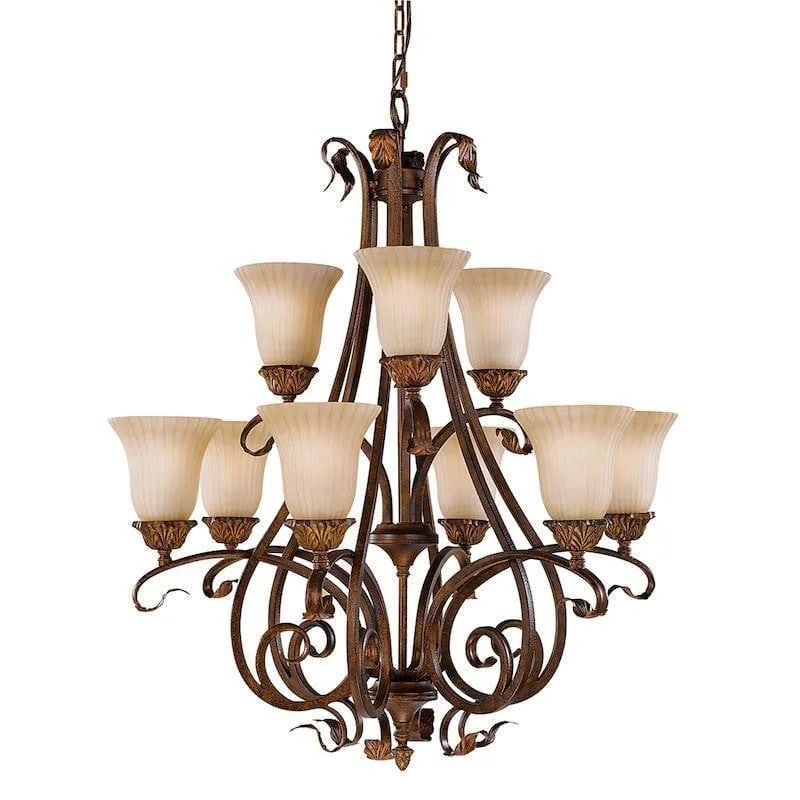 Victorian - Inspired Chandeliers with Ornate DetailsFeiss Sonoma Valley Aged Tortoise Shell 9 Light Chandelier