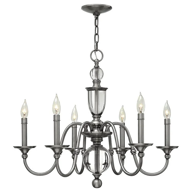 Chandeliers with Clear Crystal for a Sparkling EffectEleanor Six-Light Single-Tier Chandelier