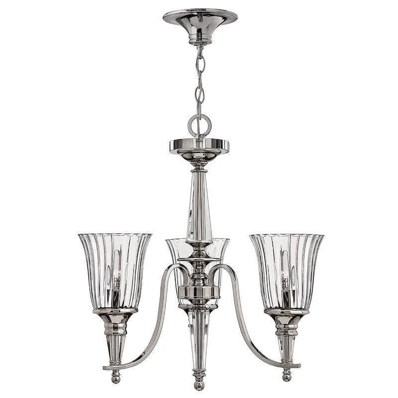 Chandeliers with Metal Frames in Black FinishHinkley Chandon 3 Light Polished Sterling Chandelier