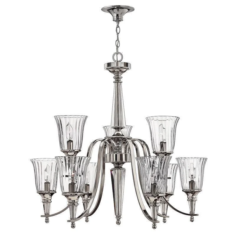 Large Chandeliers for Grand Halls and FoyersHinkley Chandon 9 Light Polished Sterling Chandelier