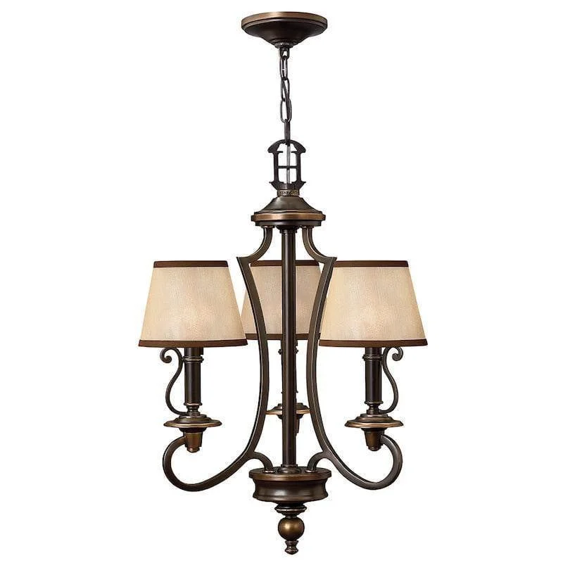 Chandeliers with Metal Frames in Black FinishHinkley Plymouth 3 Light Old Bronze Chandelier